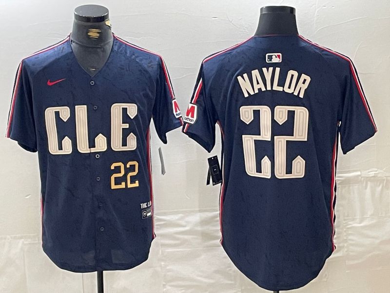 Men Cleveland Indians 22 Naylor Blue City Edition Nike 2024 MLB Jersey style 4